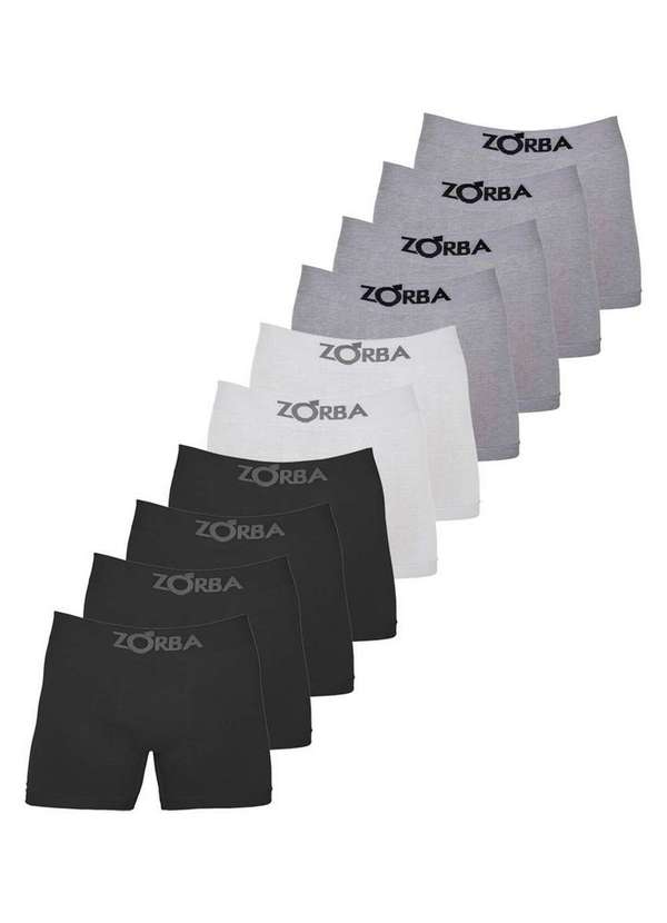 Zorba - Kit com 10 Cuecas Boxer Zorba 781 Preto-Branco-Mescla-Claro