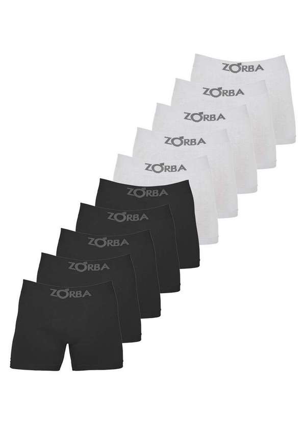 Zorba - Kit com 10 Cuecas Boxer Zorba 781 Preto-Branco