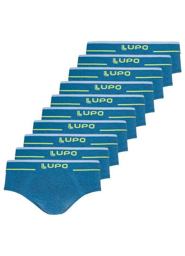 Lupo - Kit com 10 Cuecas Slip Lupo 624-003 Azul