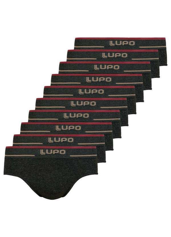 Lupo - Kit com 10 Cuecas Slip Lupo 624-003 Preto-Mescla