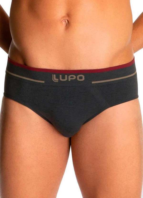 Lupo - Kit com 10 Cuecas Slip Lupo 624-003 Preto-Mescla 2