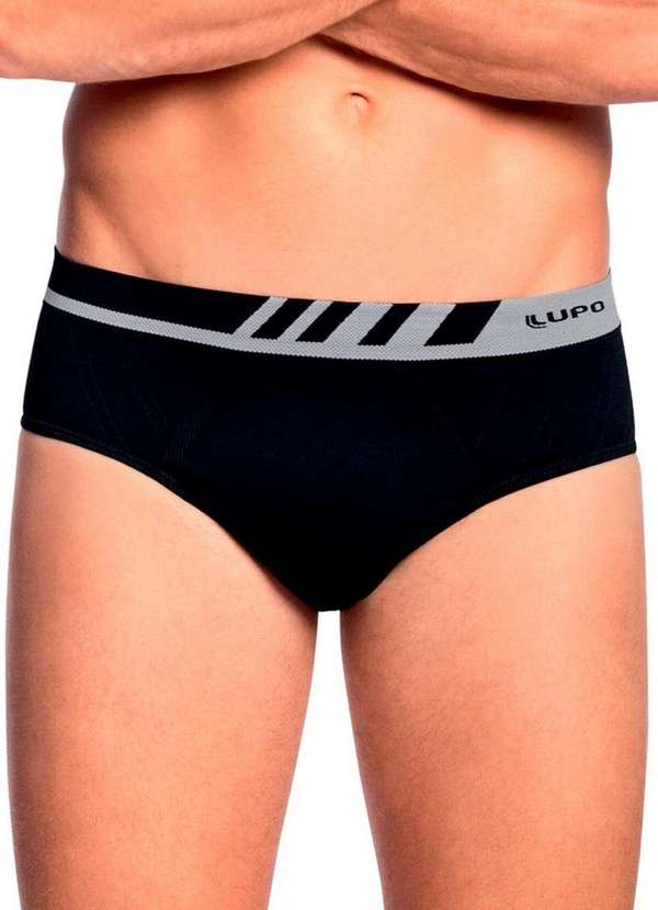 Lupo - Kit com 10 Cuecas Slip Lupo 691-002 Preto-Branco 2