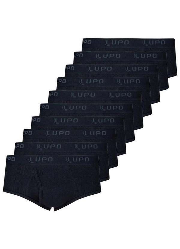 Lupo - Kit com 10 Cuecas Slip Lupo com Abertura 546-002 Preto