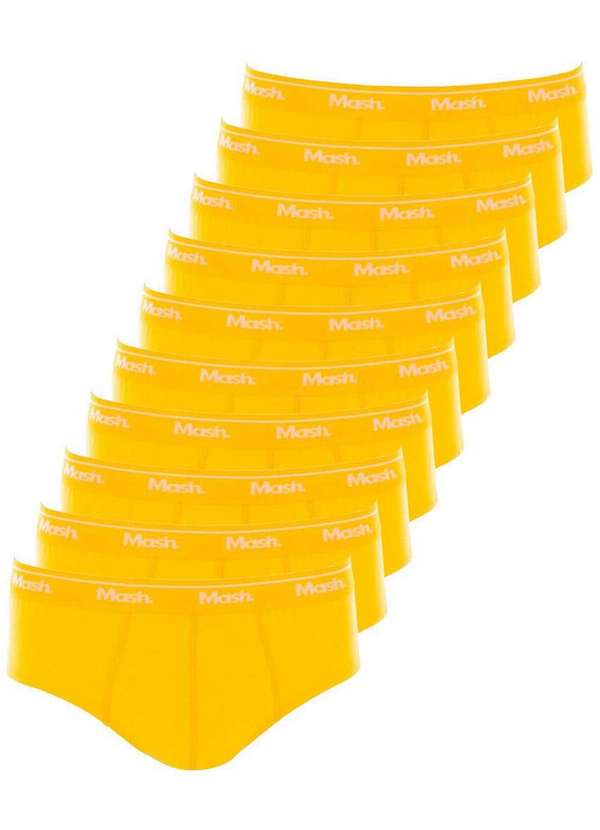 Mash - Kit com 10 Cuecas Slip Mash 073.58 Amarelo