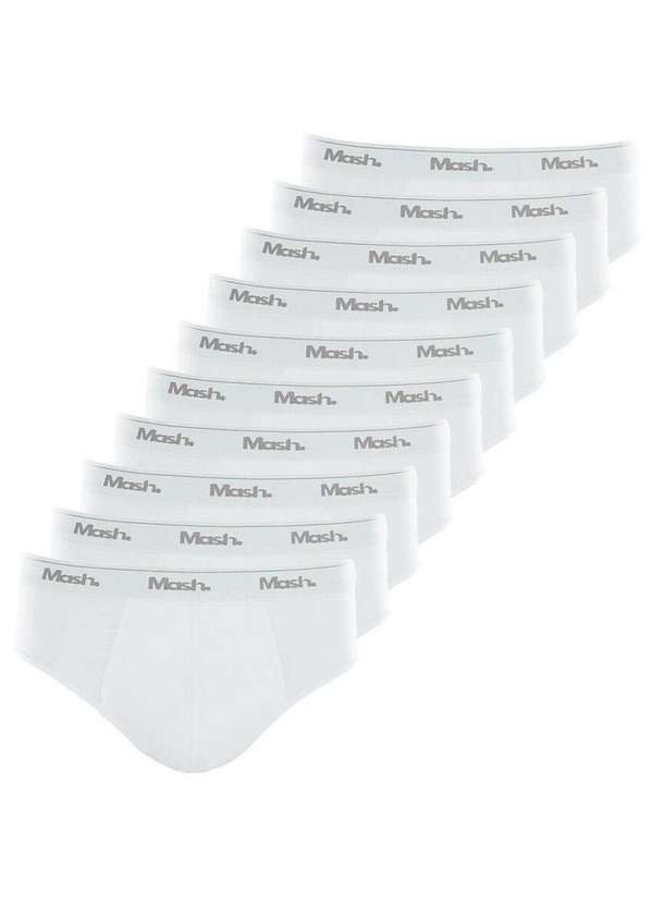 Mash - Kit com 10 Cuecas Slip Mash 073.58 Branco