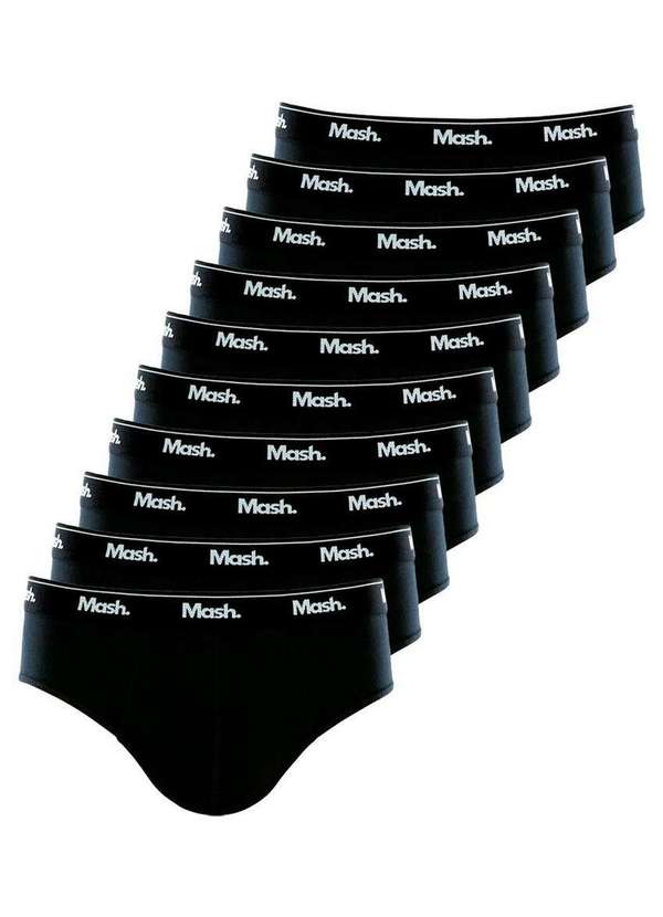Mash - Kit com 10 Cuecas Slip Mash 073.58 Preto