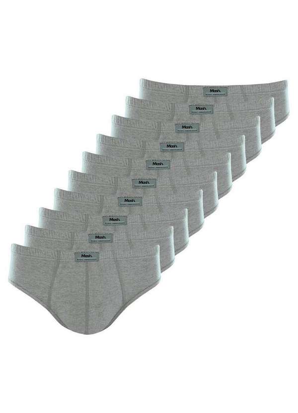 Mash - Kit com 10 Cuecas Slip Mash 074.58 Cinza-Mescla