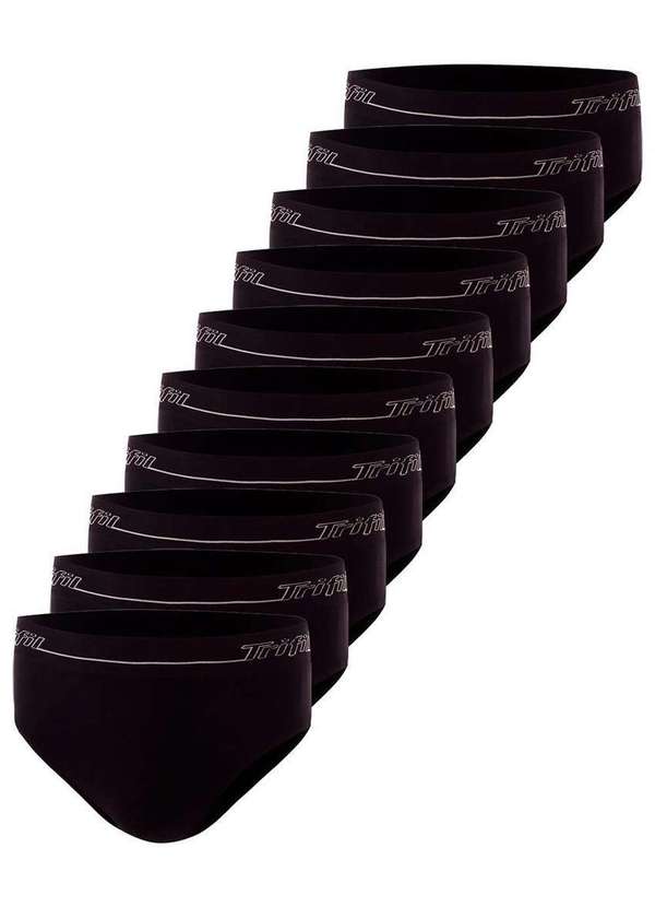 Trifil - Kit com 10 Cuecas Slip Trifil 0543 Preto