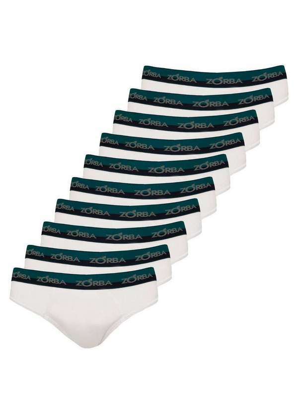 Zorba - Kit com 10 Cuecas Slip Zorba 0764 Branco