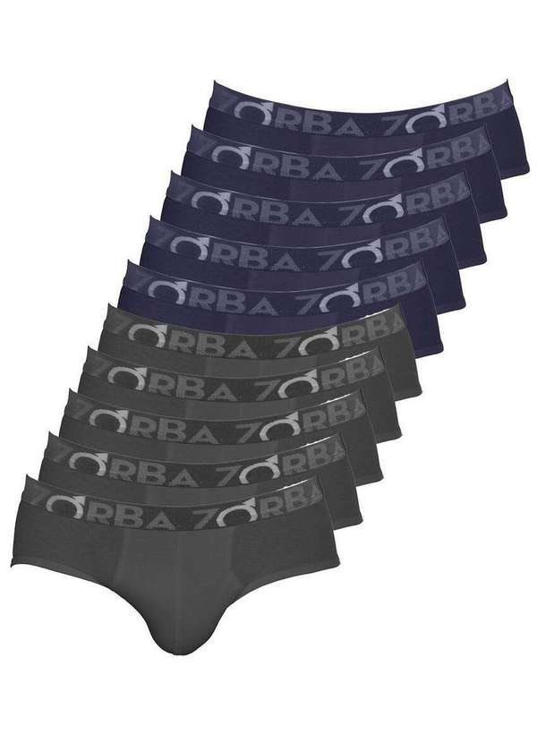 Zorba - Kit com 10 Cuecas Slip Zorba 643 Chumbo-Marinho