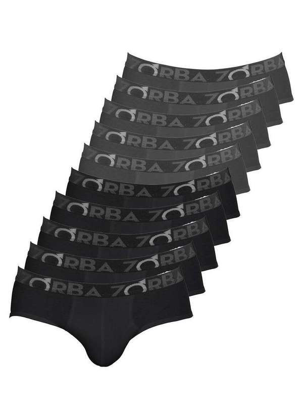Zorba - Kit com 10 Cuecas Slip Zorba 643 Preto-Chumbo