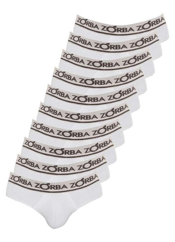 Zorba - Kit com 10 Cuecas Slip Zorba 716 Branco