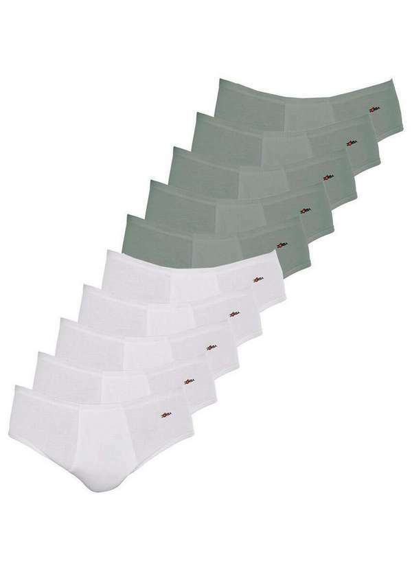 Zorba - Kit com 10 Cuecas Slip Zorba com Abertura 172 Plus Size Branco-Grafite