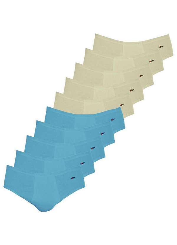 Zorba - Kit com 10 Cuecas Slip Zorba com Abertura 172 Plus Size Denin-Bege