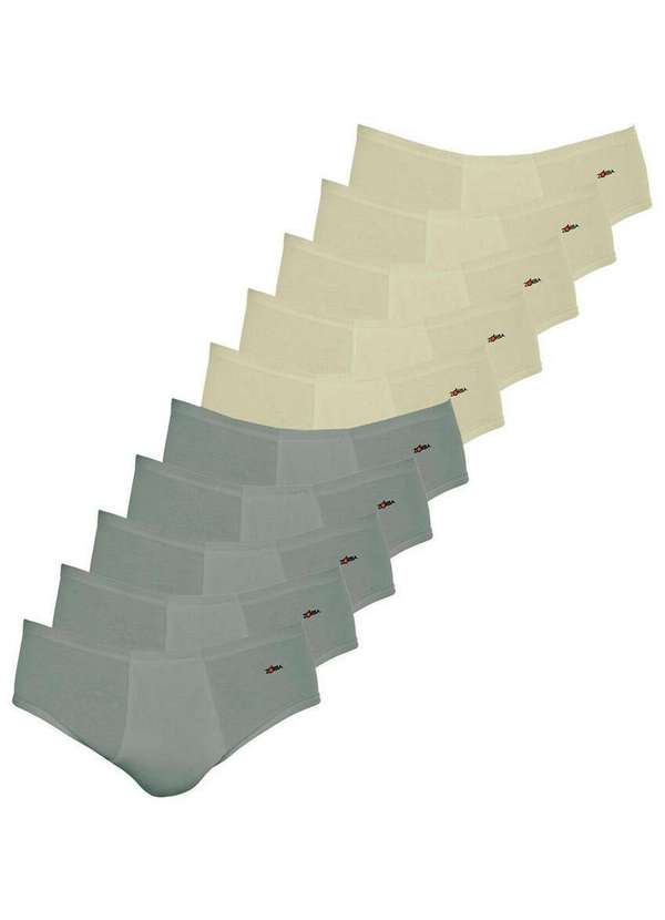 Zorba - Kit com 10 Cuecas Slip Zorba com Abertura 172 Grafite-Bege