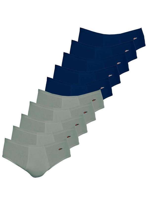 Zorba - Kit com 10 Cuecas Slip Zorba com Abertura 172 Grafite-Marinho