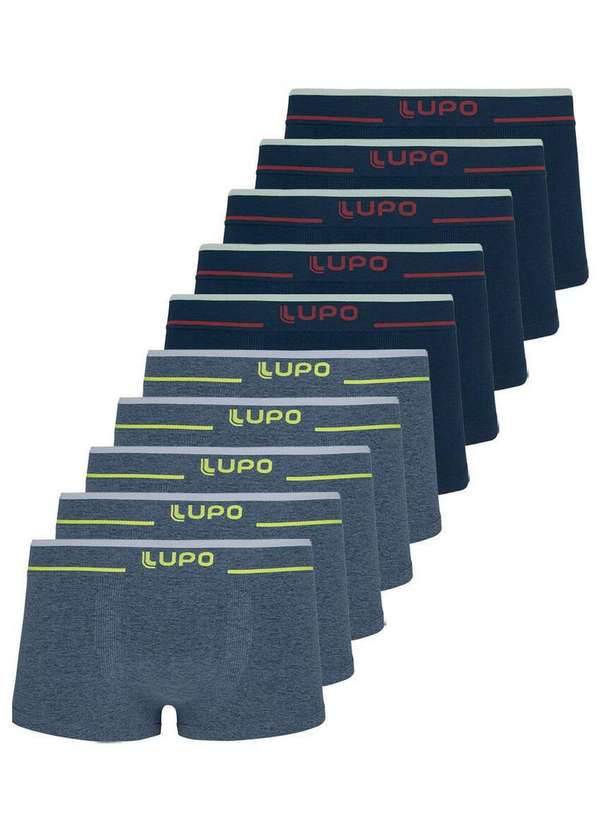 Lupo - Kit com 10 Cuecas Sunga Lupo 526-001 Azul-Marinho