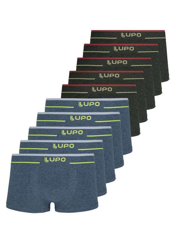 Lupo - Kit com 10 Cuecas Sunga Lupo 526-001 Azul-Preto-Mescla