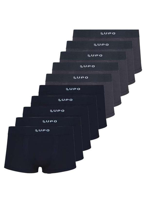 Lupo - Kit com 10 Cuecas Sunga Lupo 656-001 Preto-Grafite