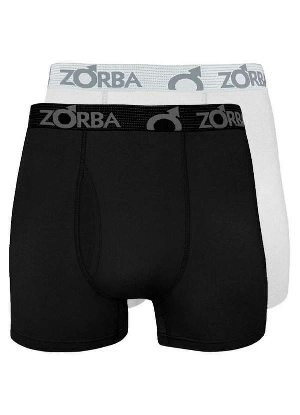 Zorba - Kit com 2 Cuecas Boxer com Abertura Zorba 848 Preto-Branco