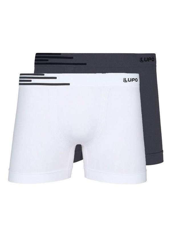 Lupo - Kit com 2 Cuecas Boxer Lupo 436-002 Branco-Grafite