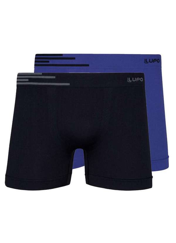Lupo - Kit com 2 Cuecas Boxer Lupo 436-002 Preto-Azul-Nautico