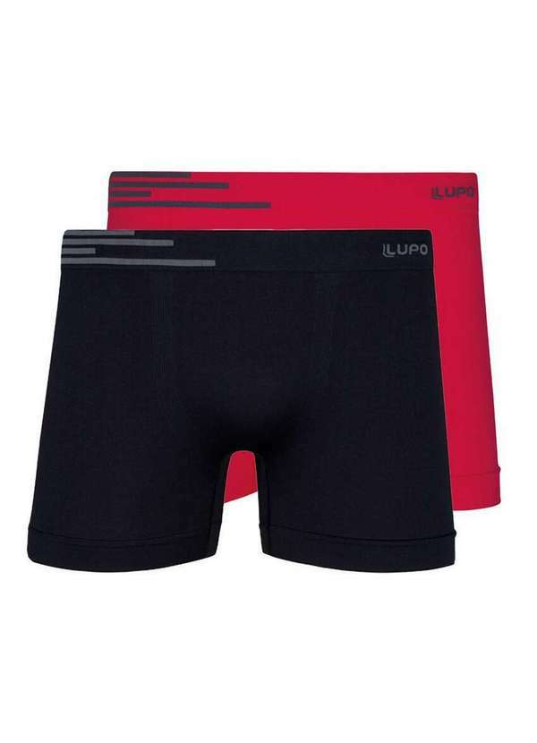 Lupo - Kit com 2 Cuecas Boxer Lupo 436-002 Preto-Vermelho