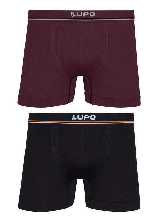 Lupo - Kit com 2 Cuecas Boxer Lupo 436-088 0911-Vinho-Preto