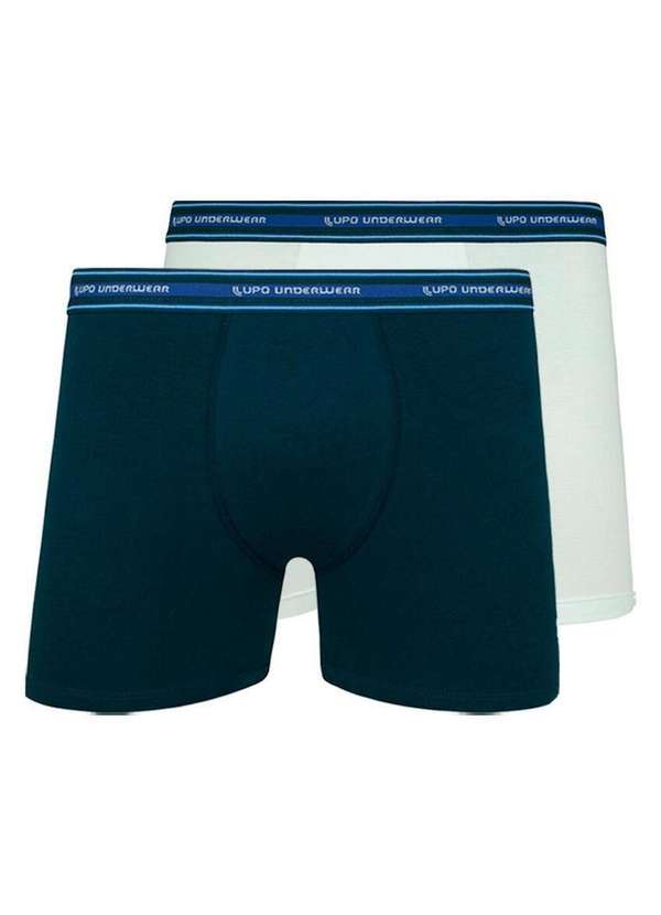 Lupo - Kit com 2 Cuecas Boxer Lupo 523-003 Marinho-Branco