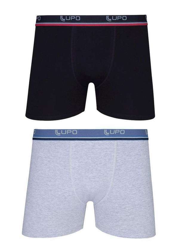 Lupo - Kit com 2 Cuecas Boxer Lupo 523-088 0940-Cinza-Preto