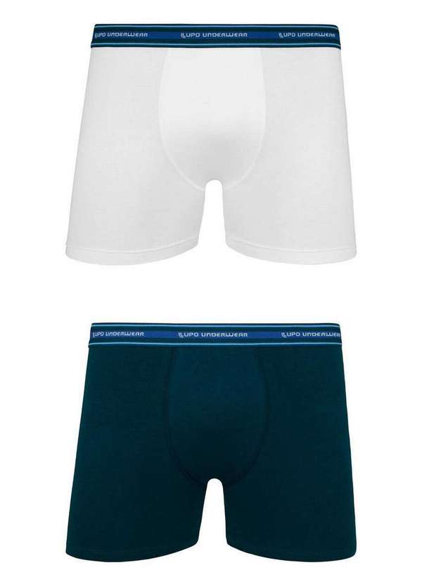 Lupo - Kit com 2 Cuecas Boxer Lupo 523-088 0960-Branco-Marinho