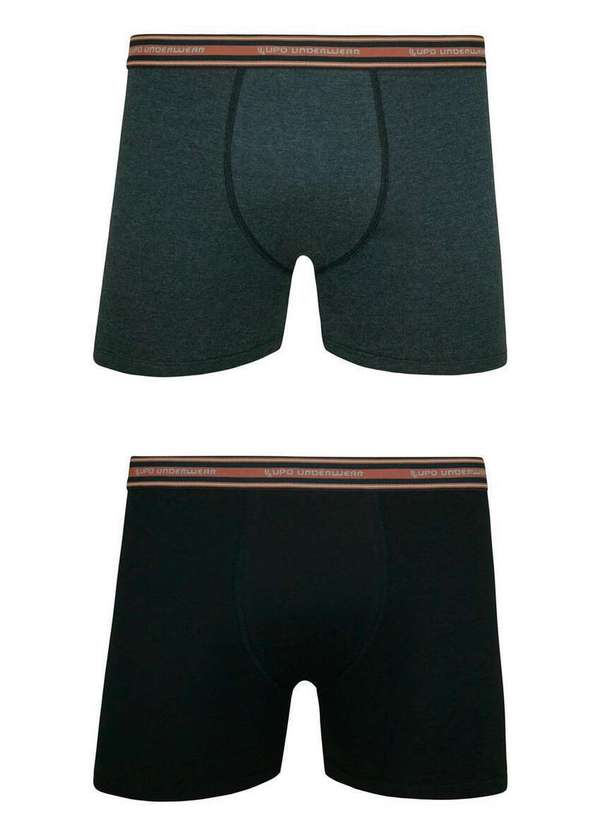 Lupo - Kit com 2 Cuecas Boxer Lupo 523-088 0980-Preto-Mescla-Preto