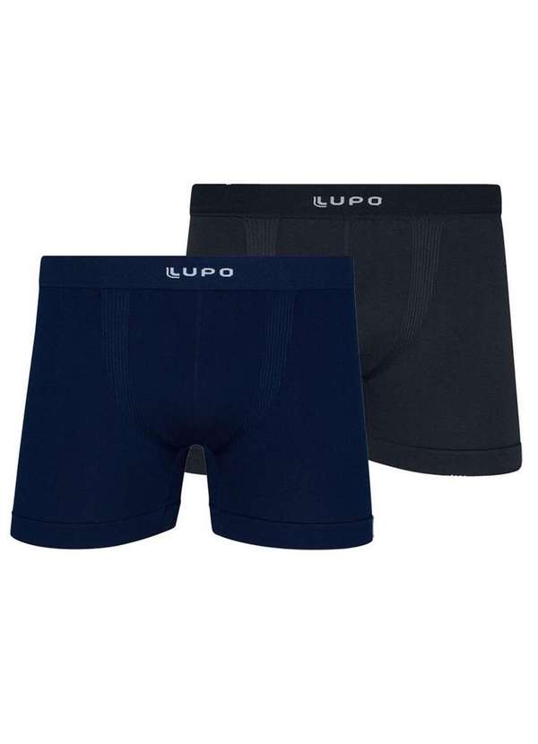 Lupo - Kit com 2 Cuecas Boxer Lupo 661-001 Marinho-Grafite