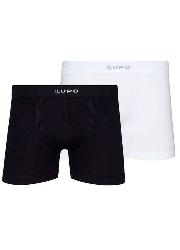 Lupo - Kit com 2 Cuecas Boxer Lupo 661-001 Preto-Branco