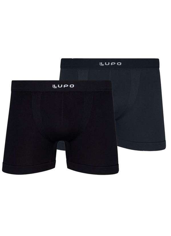 Lupo - Kit com 2 Cuecas Boxer Lupo 661-001 Preto-Grafite