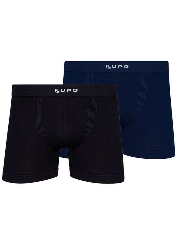 Lupo - Kit com 2 Cuecas Boxer Lupo 661-001 Preto-Marinho