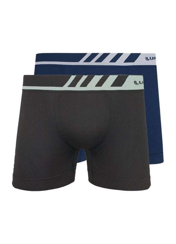Lupo - Kit com 2 Cuecas Boxer Lupo 671-002 Grafite-Marinho