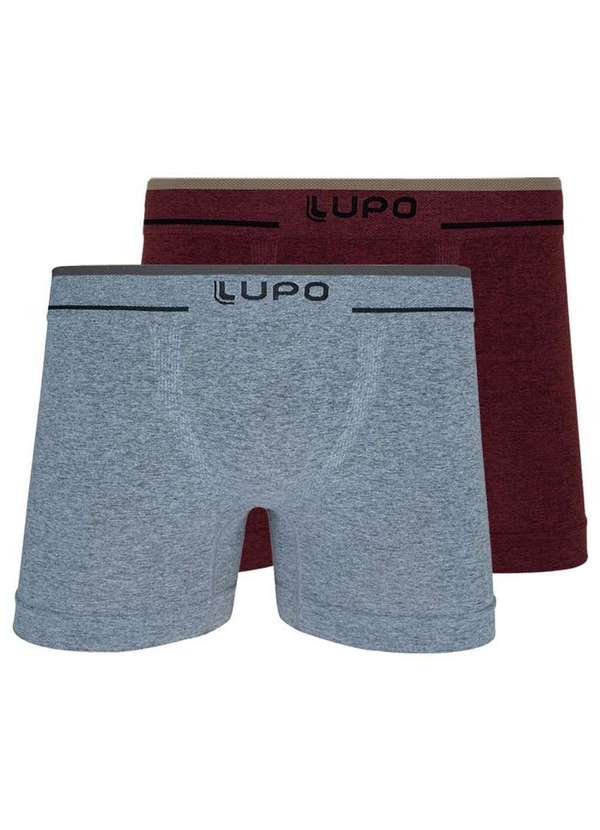 Lupo - Kit com 2 Cuecas Boxer Lupo 733-004 Cinza-Marsala