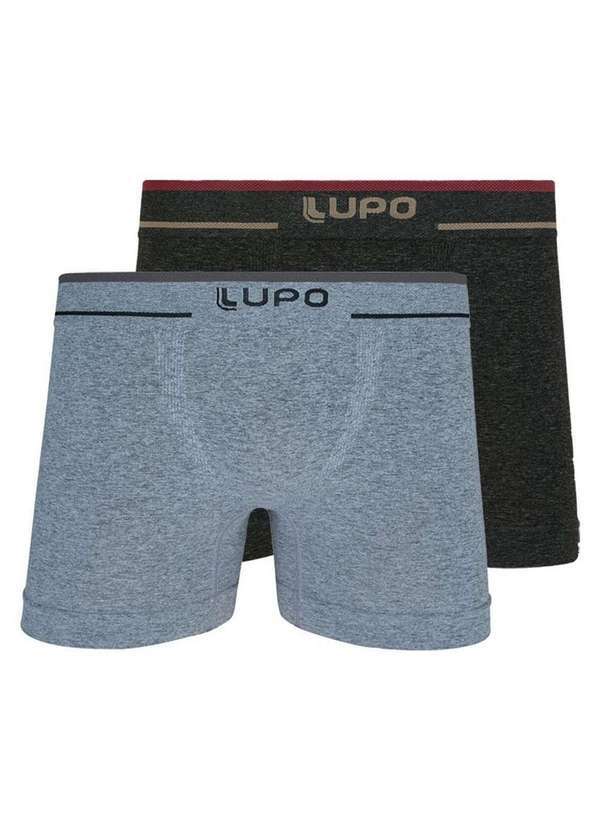 Lupo - Kit com 2 Cuecas Boxer Lupo 733-004 Cinza-Preto-Mescla