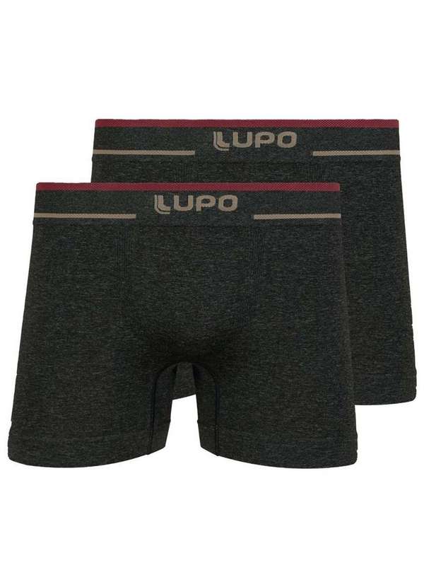 Lupo - Kit com 2 Cuecas Boxer Lupo 733-004 Preto-Mescla