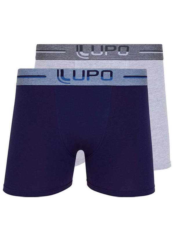Lupo - Kit com 2 Cuecas Boxer Lupo 784-016 Marinho-Cinza
