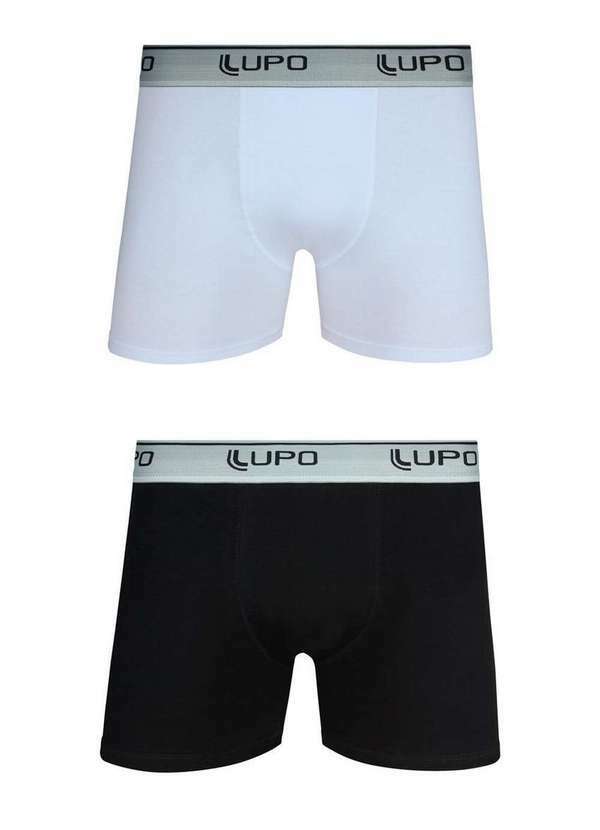 Lupo - Kit com 2 Cuecas Boxer Lupo 784-088 0912-Branco-Preto