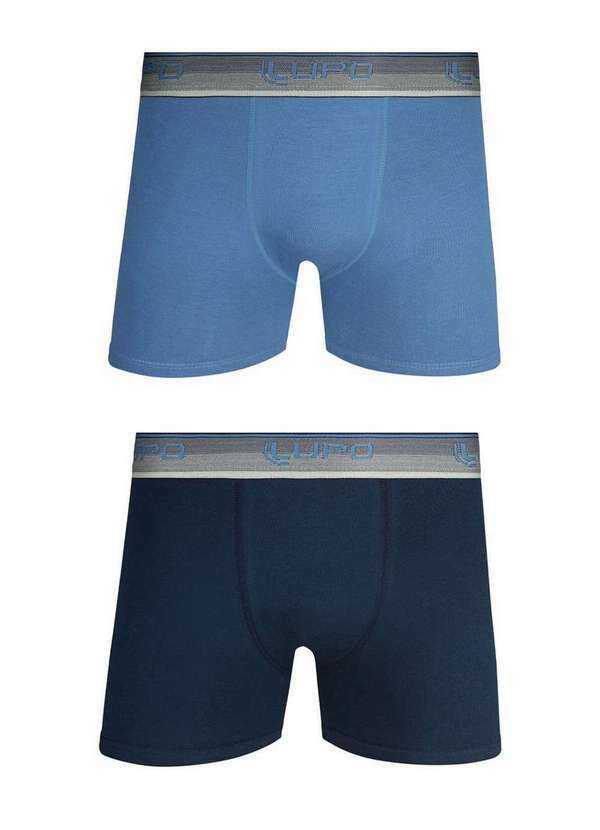 Lupo - Kit com 2 Cuecas Boxer Lupo 784-088 0913-Azul-Marinho