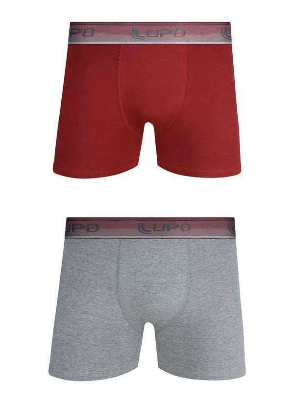 Lupo - Kit com 2 Cuecas Boxer Lupo 784-088 0914-Marsala-Chumbo-Mescla