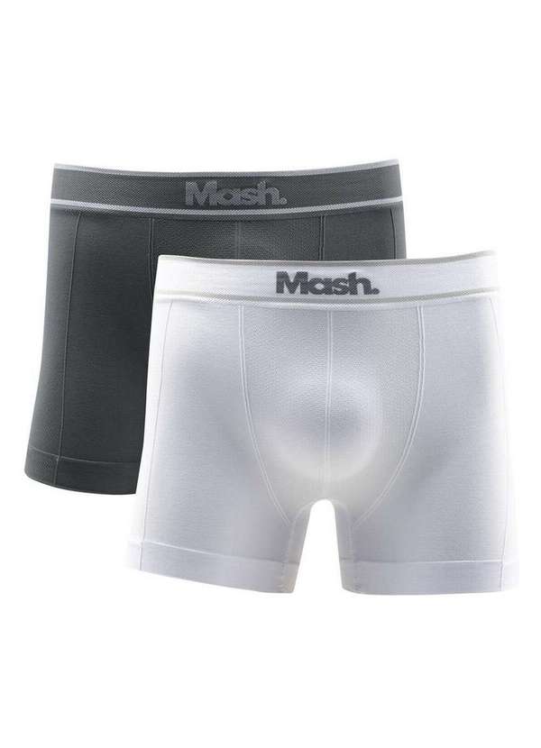 Mash - Kit com 2 Cuecas Boxer Mash 711.17 Cz02-Chumbo-Branco