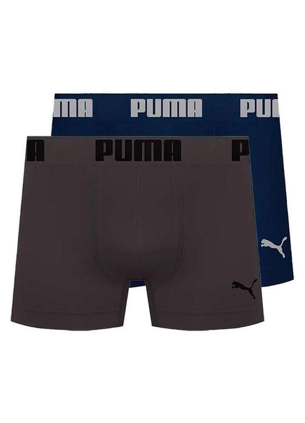 Puma - Kit com 2 Cuecas Boxer Puma 14100-001 Chumbo-Marinho