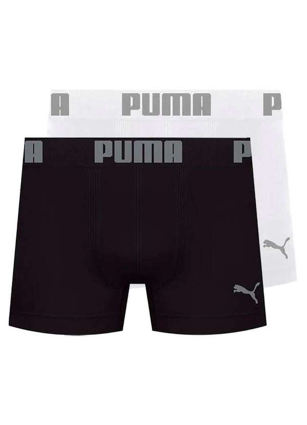Puma - Kit com 2 Cuecas Boxer Puma 14100-001 Preto-Branco