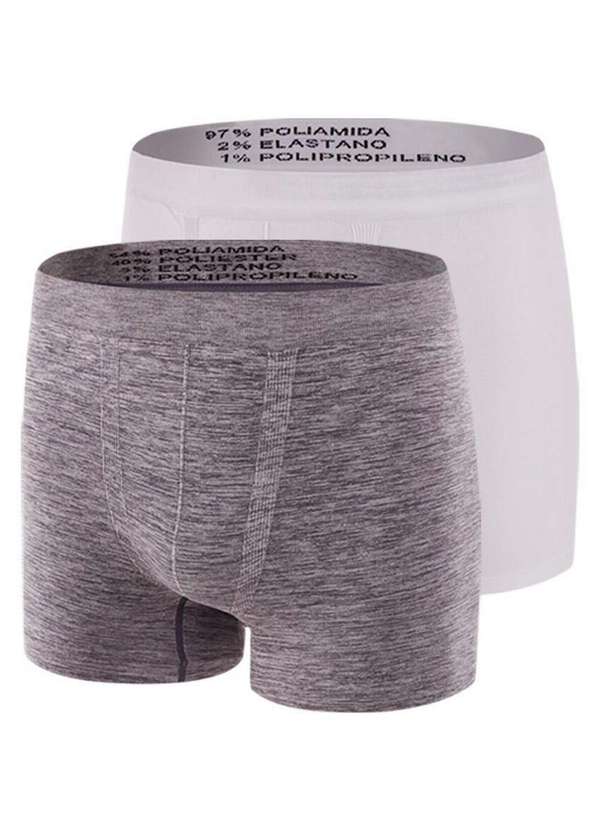 Trifil - Kit com 2 Cuecas Boxer Trifil 4620 Mescla-Branco