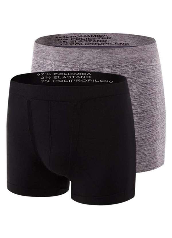 Trifil - Kit com 2 Cuecas Boxer Trifil 4620 Preto-Mescla