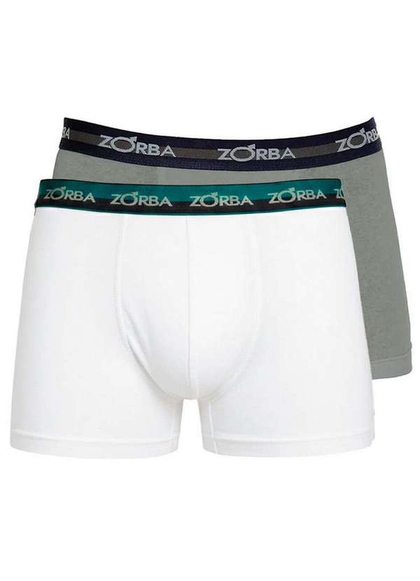 Zorba - Kit com 2 Cuecas Boxer Zorba 702 Branco-Grafite